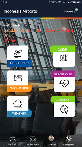 Mencicipi aplikasi Indonesia Airports